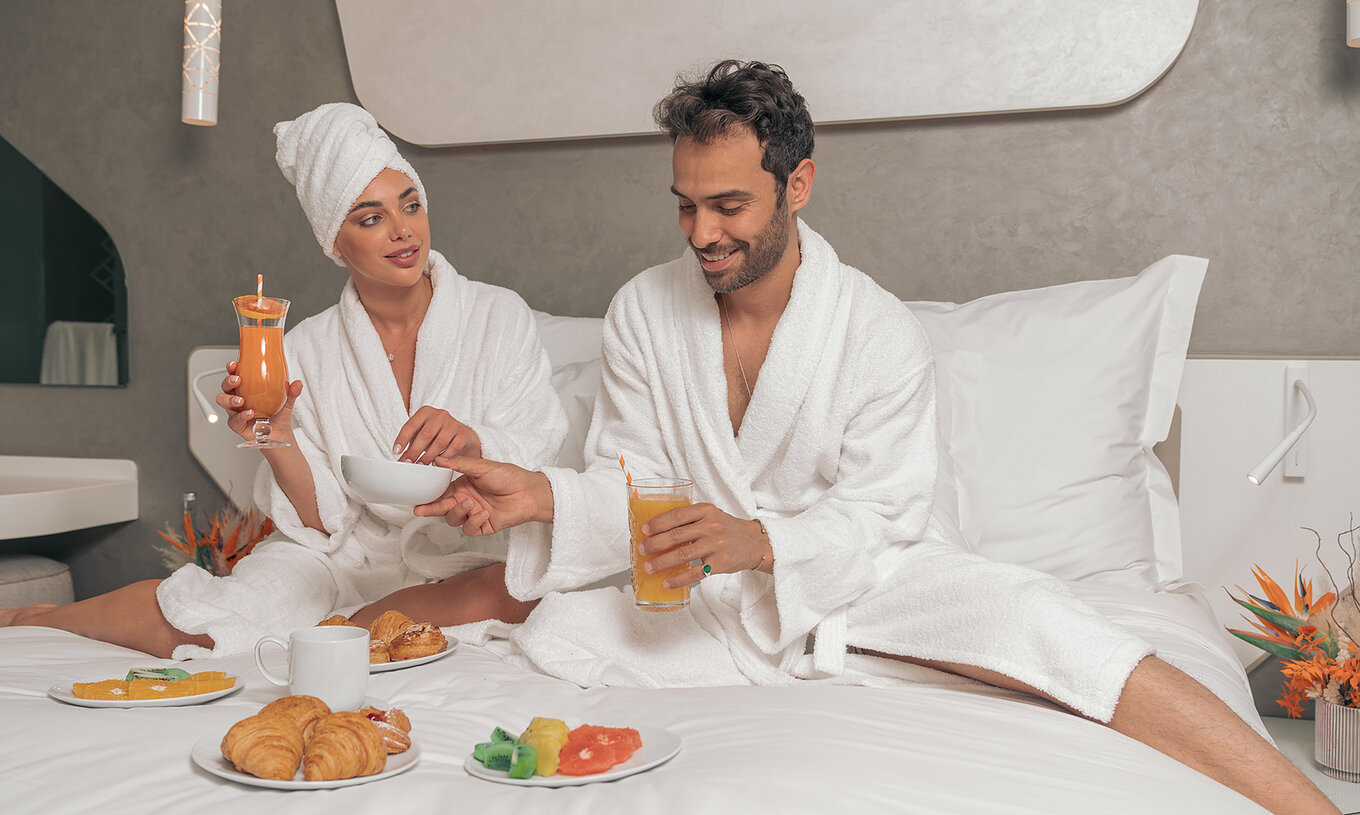 O CR7 Superior Avenue do Pestana CR7 Marrakech tem uma cama grande e um design moderno