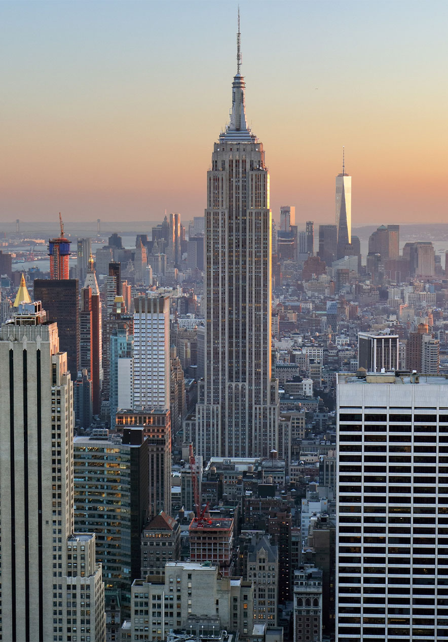 Vista panorâmica do Empire State Building e da cidade de Nova York