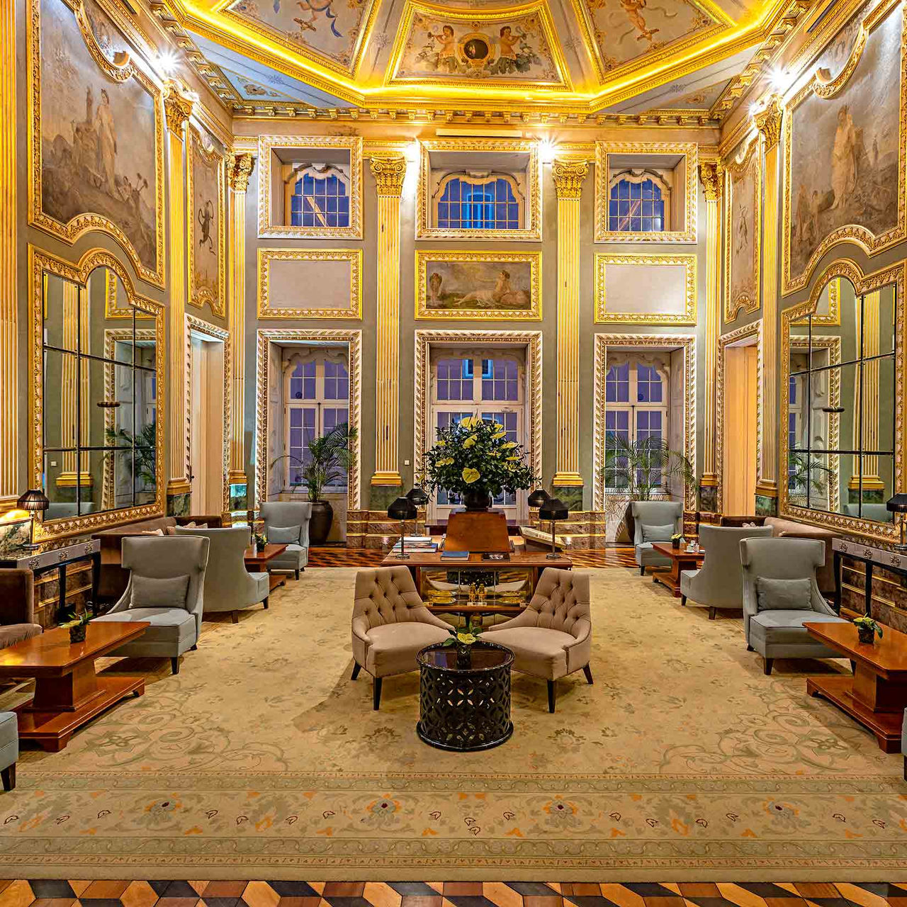 Salão principal do Pestana Palácio do Freixo, um Hotel 5 Estrelas no Porto, Monumento Nacional