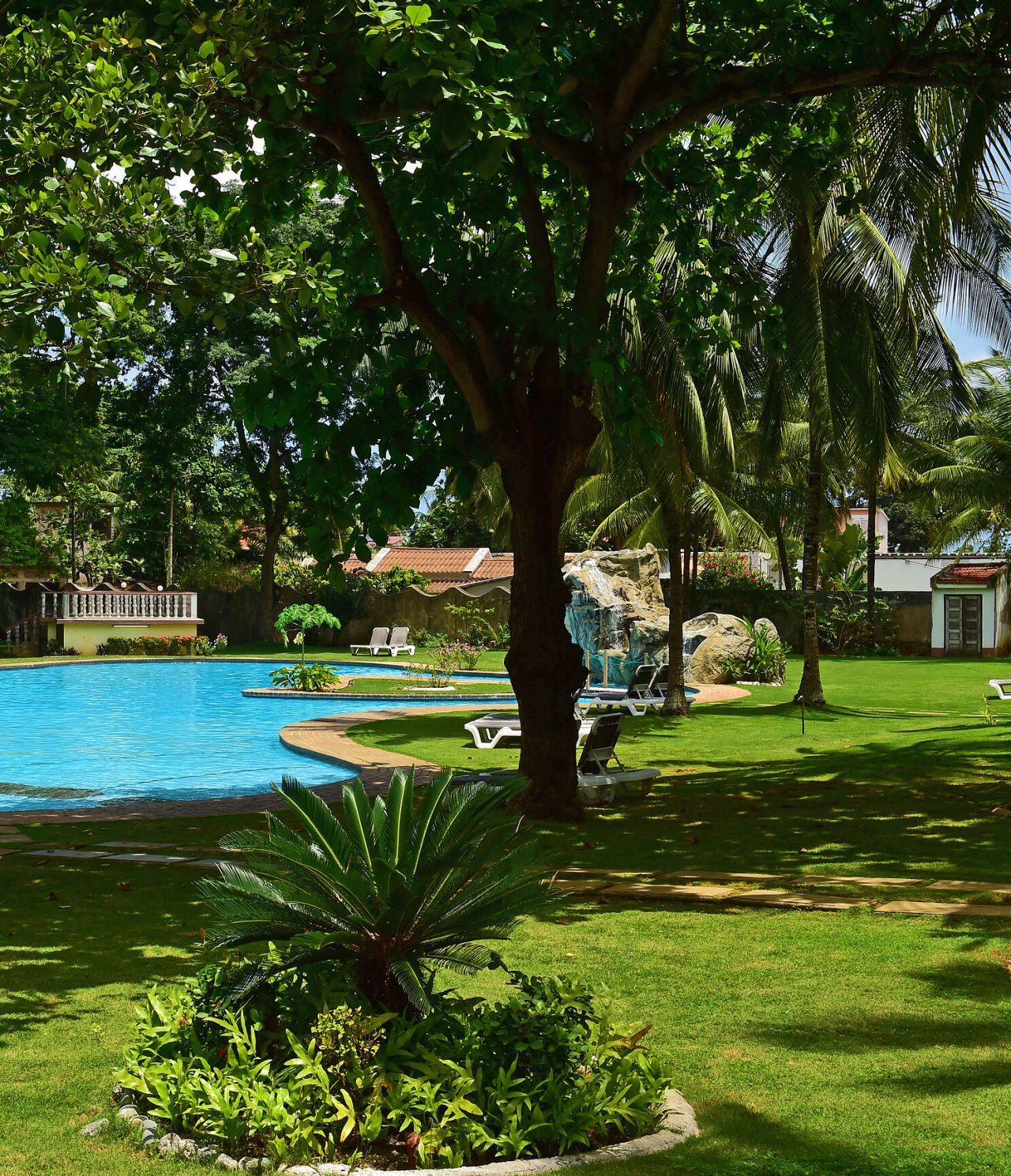 The Passante Bar at 4-Star Hotel in São Tomé is near the pool and has sunbeds and grass