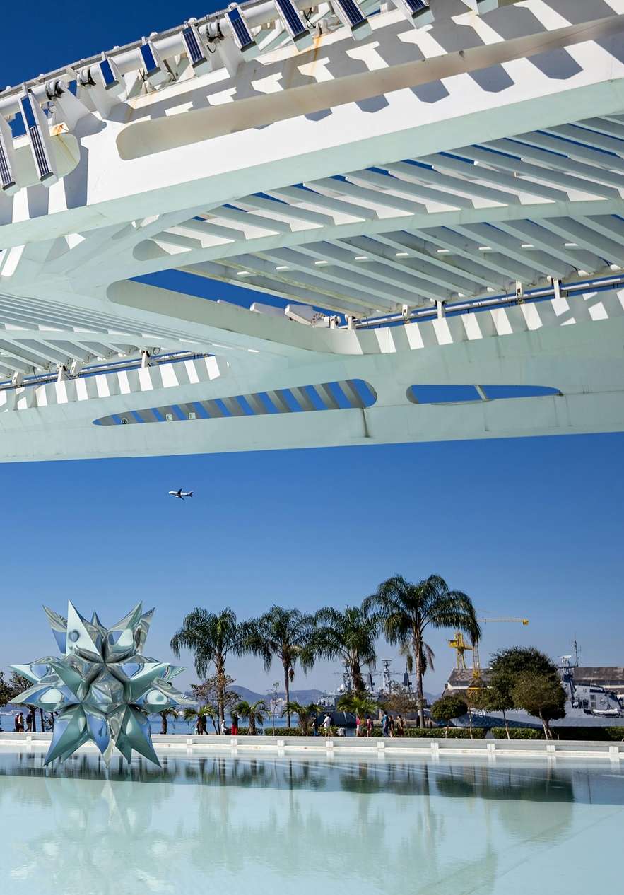 Museum of Tomorrow located in the port area of Rio de Janeiro with futuristic design created by architect Santiago Calatrava